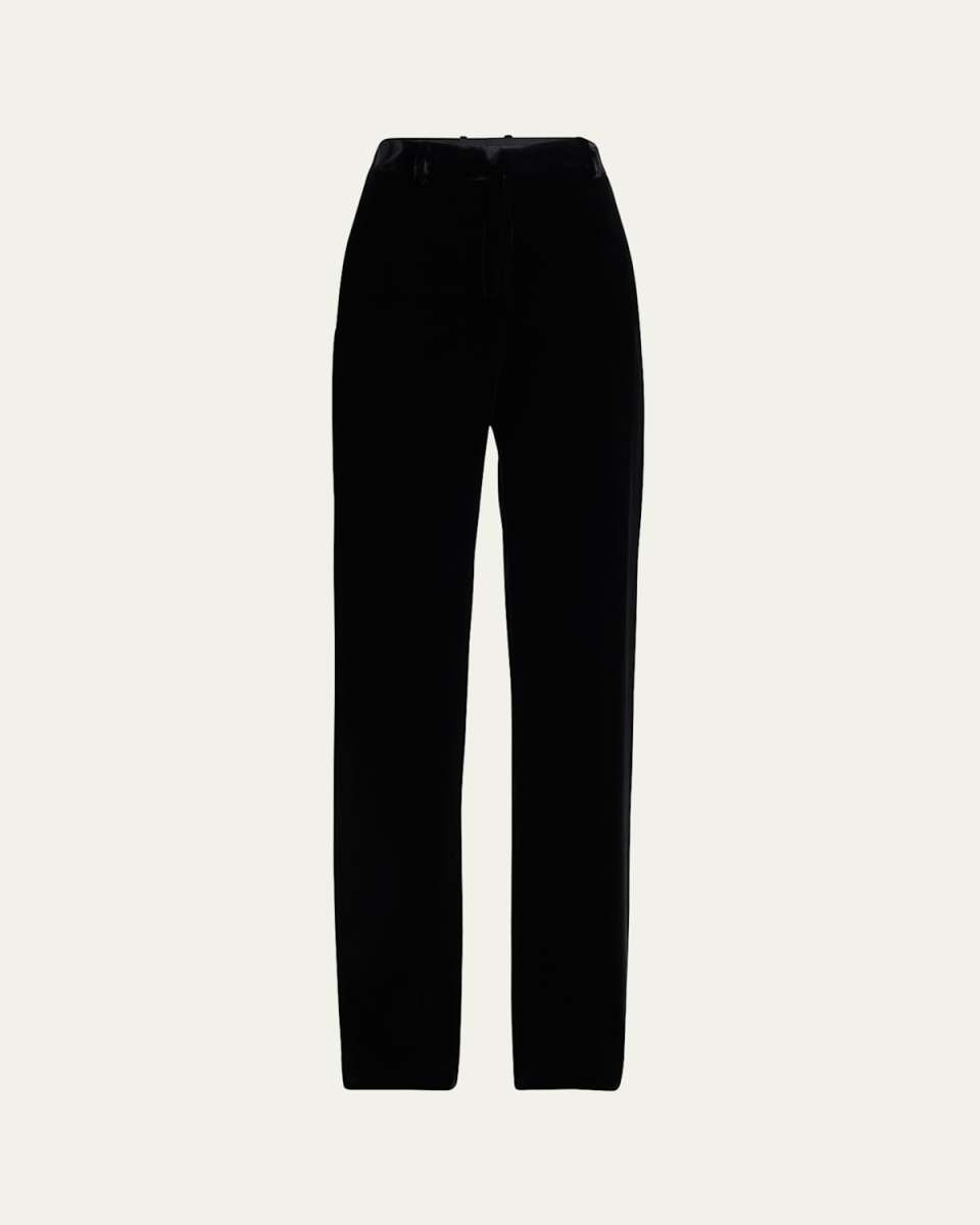 Goldie Straight Leg Silk Velvet Trousers